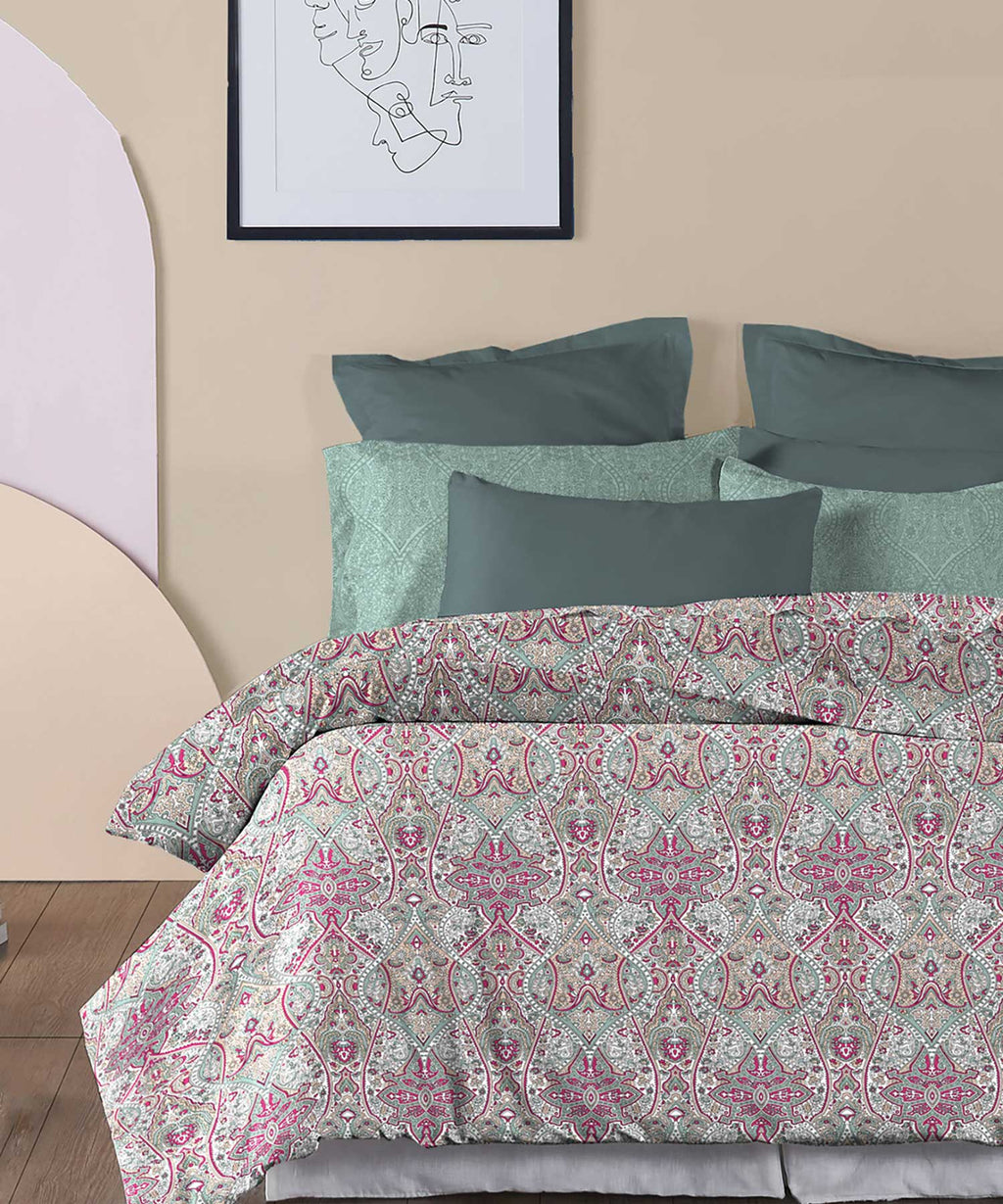 Soft Comfort King Bedsheet Set, Victoria|210 TC Cotton|2 Pillow Covers