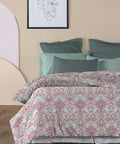 Soft Comfort King Bedsheet Set, Victoria|210 TC Cotton|2 Pillow Covers
