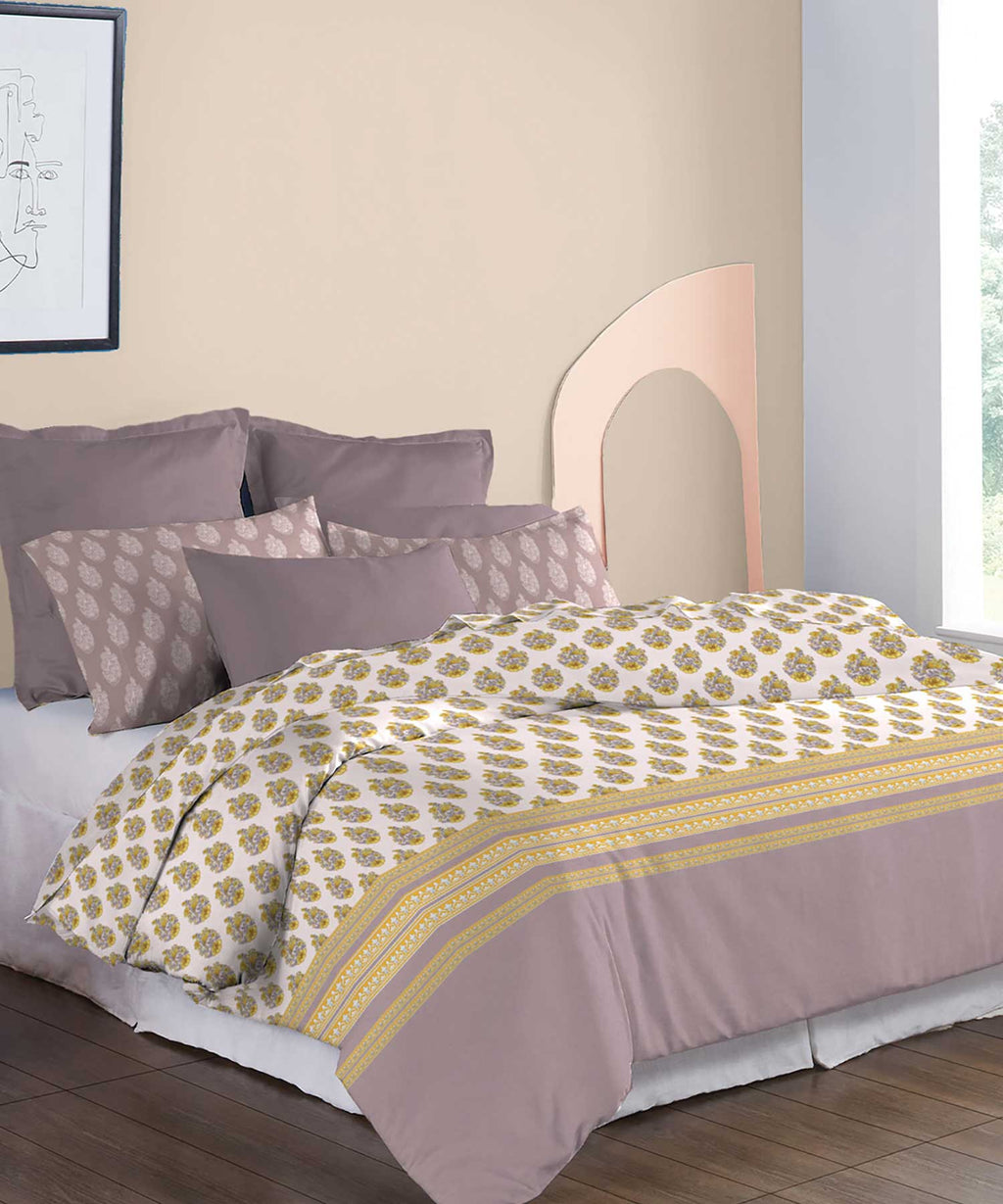 Soft Comfort King Bedsheet Set, Marigold| 210 TC Cotton|2 Pillow Covers