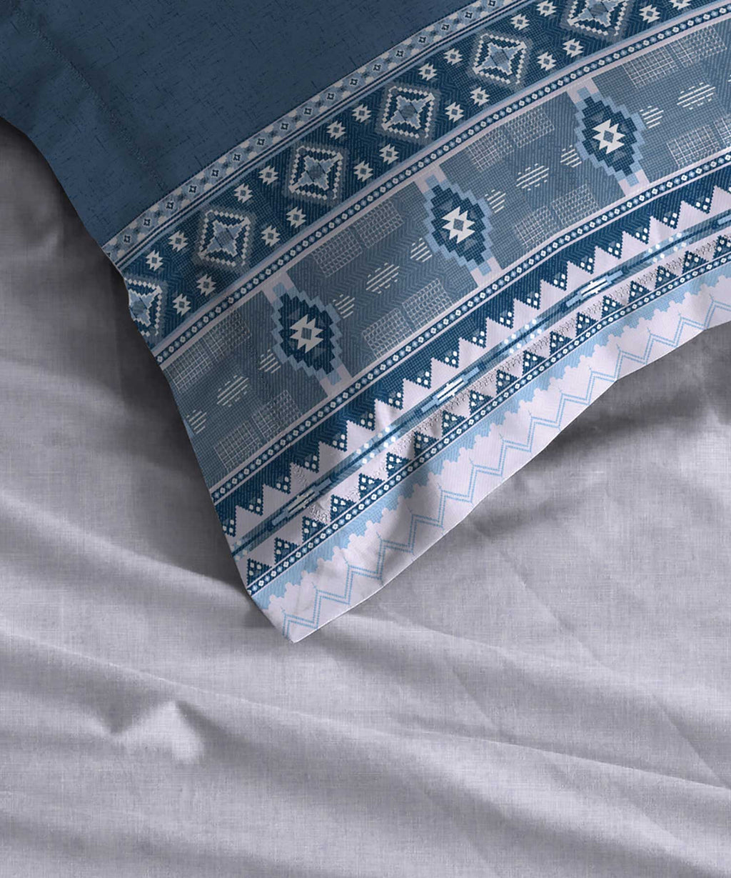 Soft Comfort King Fitted Bedsheet Set, Ice Dust|210 TC Cotton|2 Pillow Covers