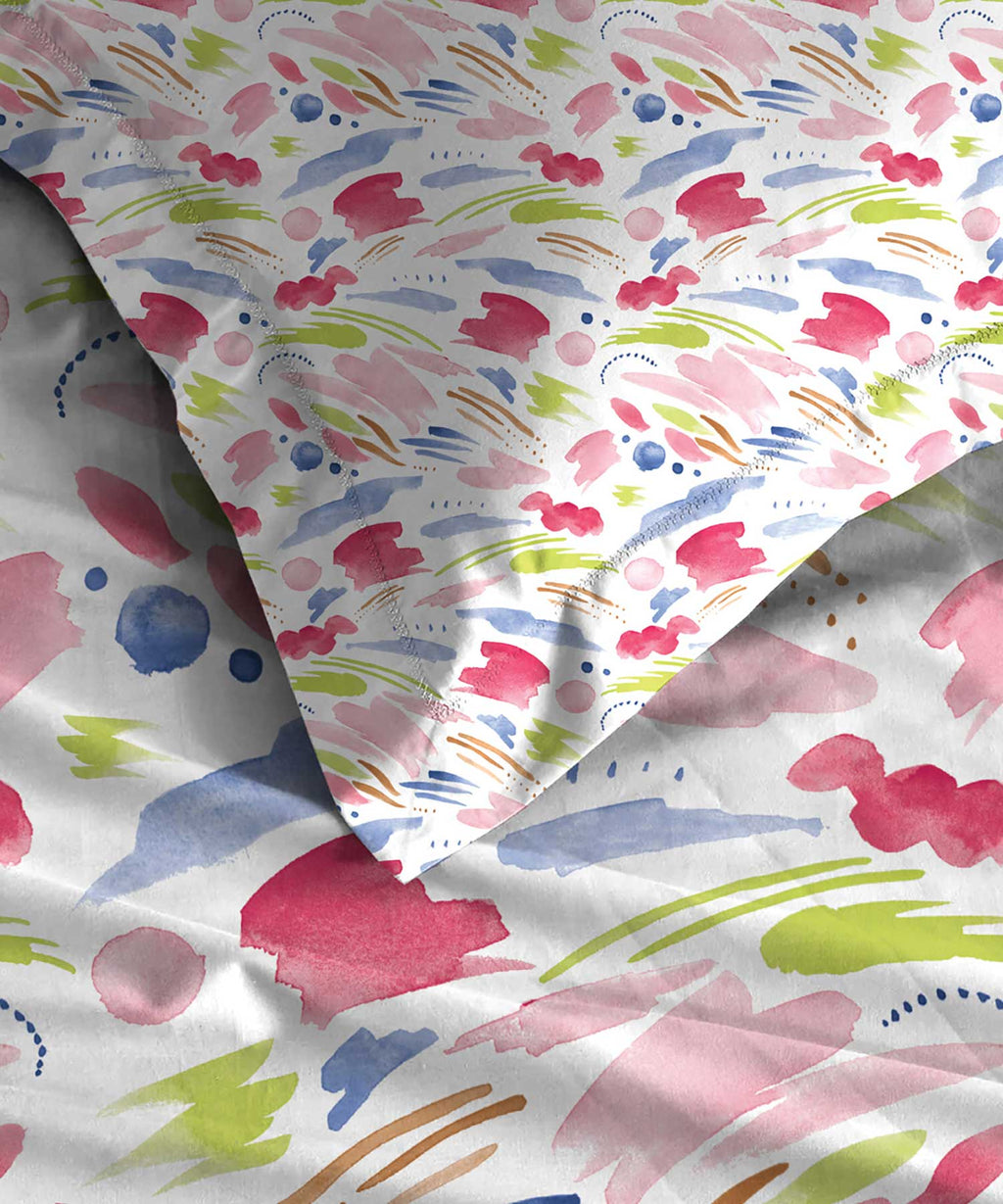 Soft Comfort King Fitted Bedsheet Set, Sweet Temptation|210 TC Cotton|2 Pillow Covers