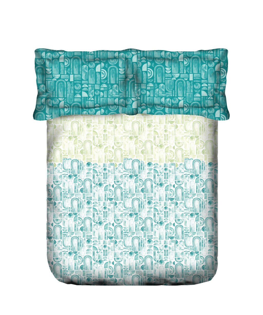 Classic King Bedsheet Set, Coraline Turquoise|200 TC Cotton| 2 Pillow Covers