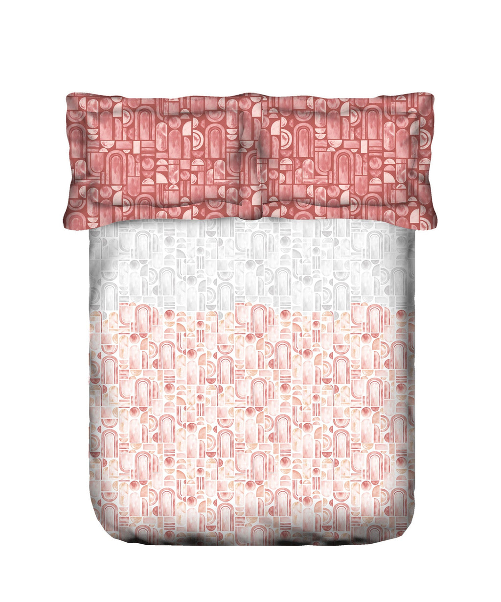 Classic King Bedsheet Set, Coraline Peach|200 TC Cotton| 2 Pillow Covers