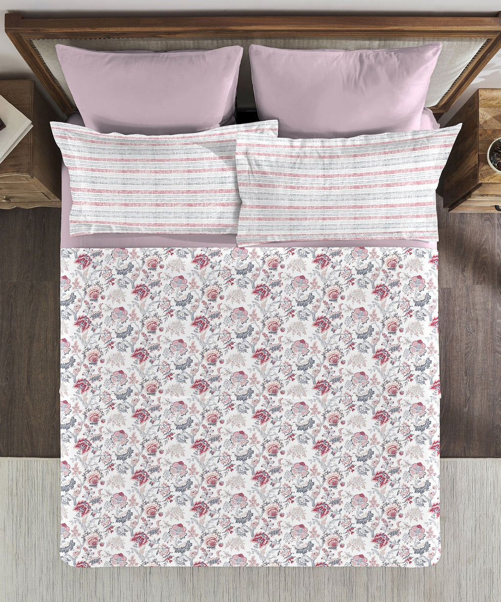 Classic King Bedsheet Set, Anther Pink|200 TC Cotton| 2 Pillow Covers