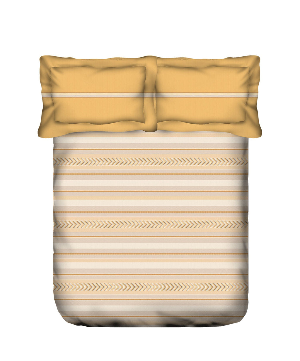 Classic King Bedsheet Set, Jane Ochre|200 TC Cotton| 2 Pillow Covers
