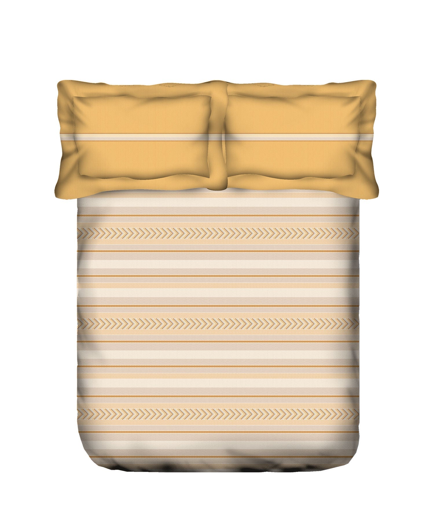 Classic King Bedsheet Set, Jane Ochre|200 TC Cotton| 2 Pillow Covers