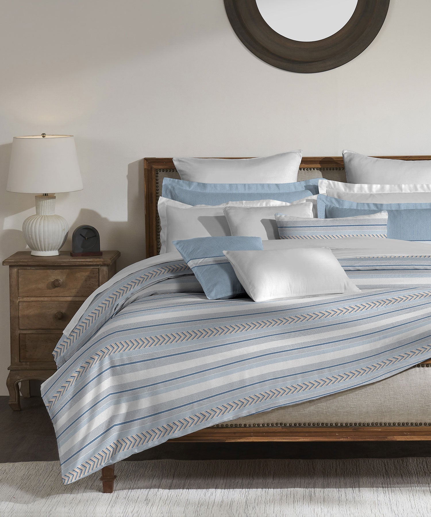 Classic King Bedsheet Set, Jane Stone Blue|200 TC Cotton|2 Pillow Covers