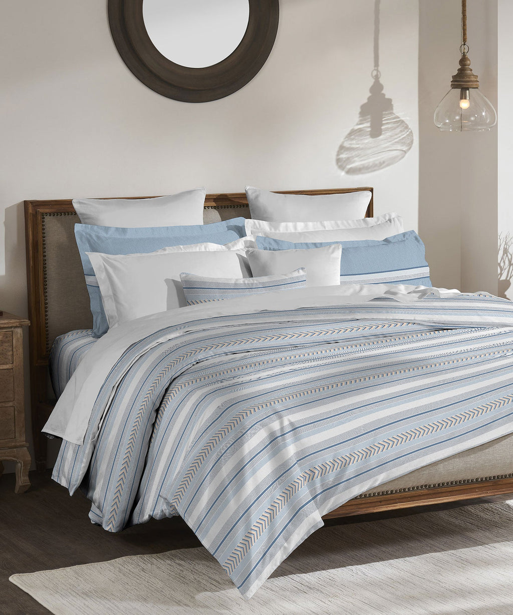 Classic King Bedsheet Set, Jane Stone Blue|200 TC Cotton|2 Pillow Covers