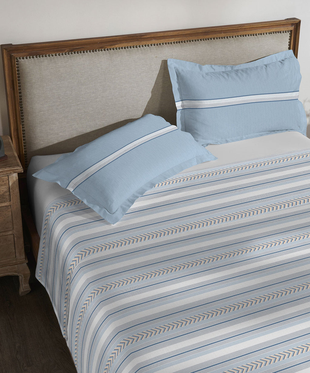 Classic King Bedsheet Set, Jane Stone Blue|200 TC Cotton|2 Pillow Covers