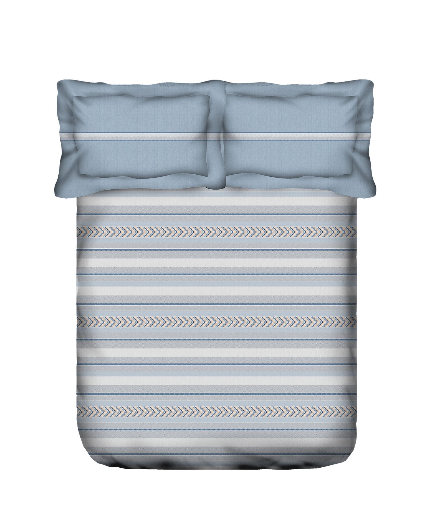 Classic King Bedsheet Set, Jane Stone Blue|200 TC Cotton|2 Pillow Covers