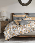 Classic King Bedsheet Set, Fiona Orange|200 TC Cotton| 2 Pillow Covers