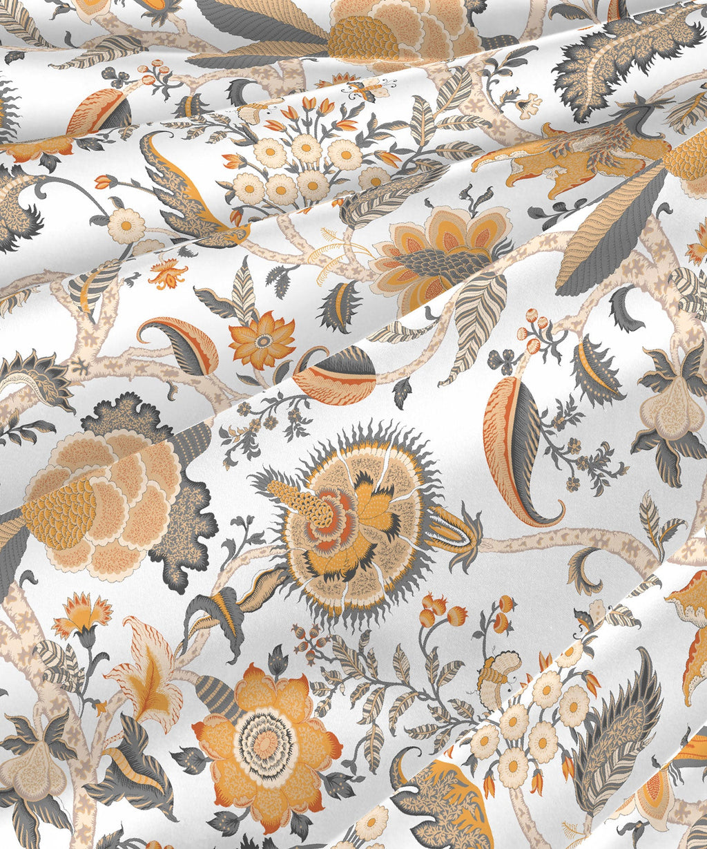 Classic King Bedsheet Set, Fiona Orange|200 TC Cotton| 2 Pillow Covers