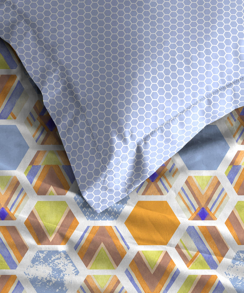 Dusk & Dawn Queen Bedsheet Set, Charisma Orange| 144 TC Cotton|2 Pillow Covers