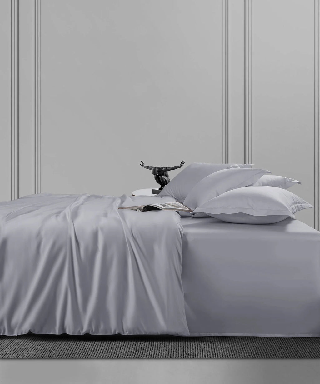 Nectarsoft King Solid Bedsheet Set, Light Grey| 600 TC Cotton| 4 Pillow Covers