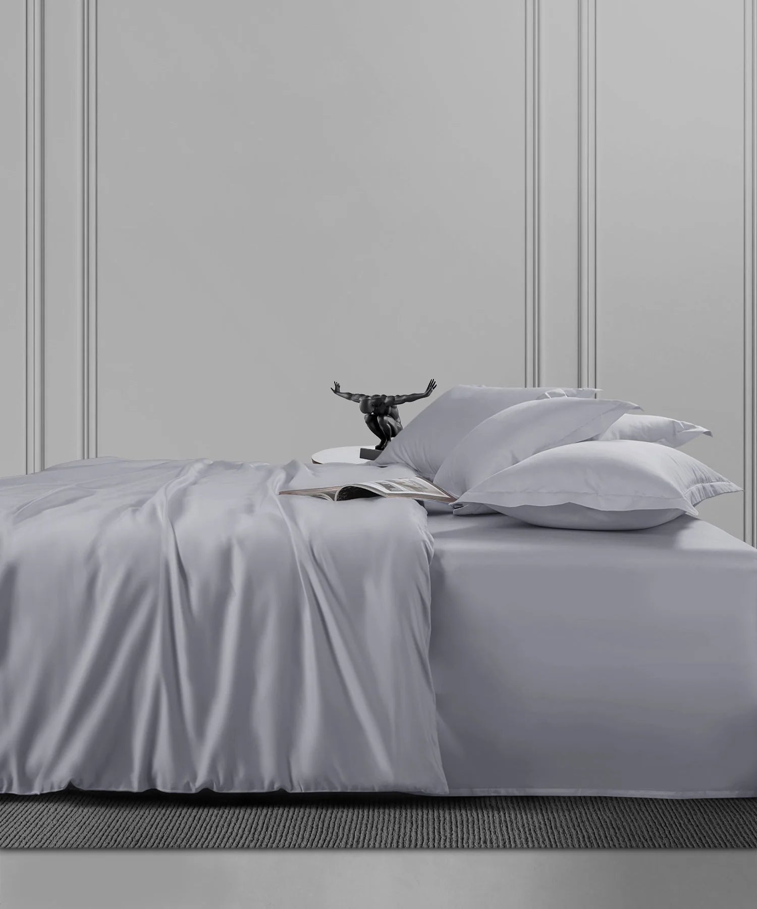 Nectarsoft King Solid Bedsheet Set, Light Grey| 600 TC Cotton| 4 Pillow Covers