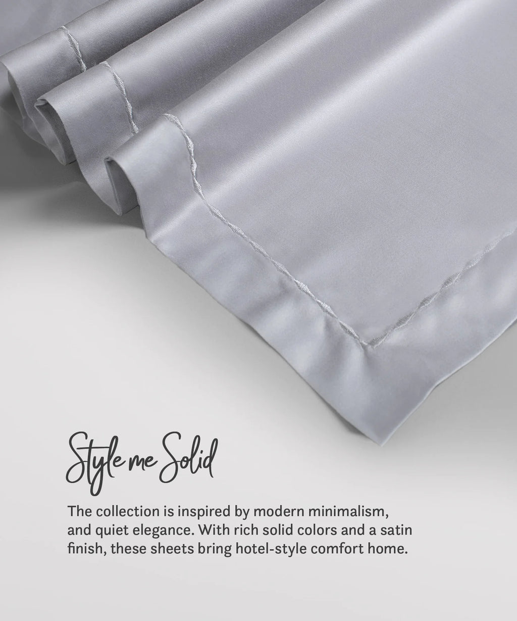 Nectarsoft King Solid Bedsheet Set, Light Grey| 600 TC Cotton| 4 Pillow Covers