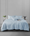 Nectarsoft King Solid Bedsheet Set, Light Blue| 600 TC Cotton| 4 Pillow Covers