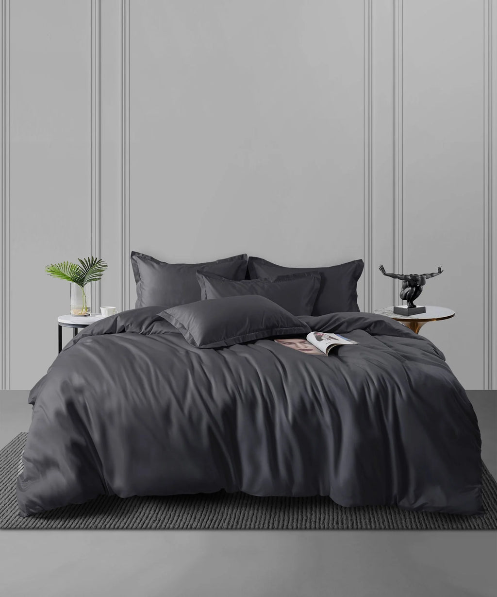 Nectarsoft King Solid Bedsheet Set, Dark Blue| 600 TC Cotton| 4 Pillow Covers
