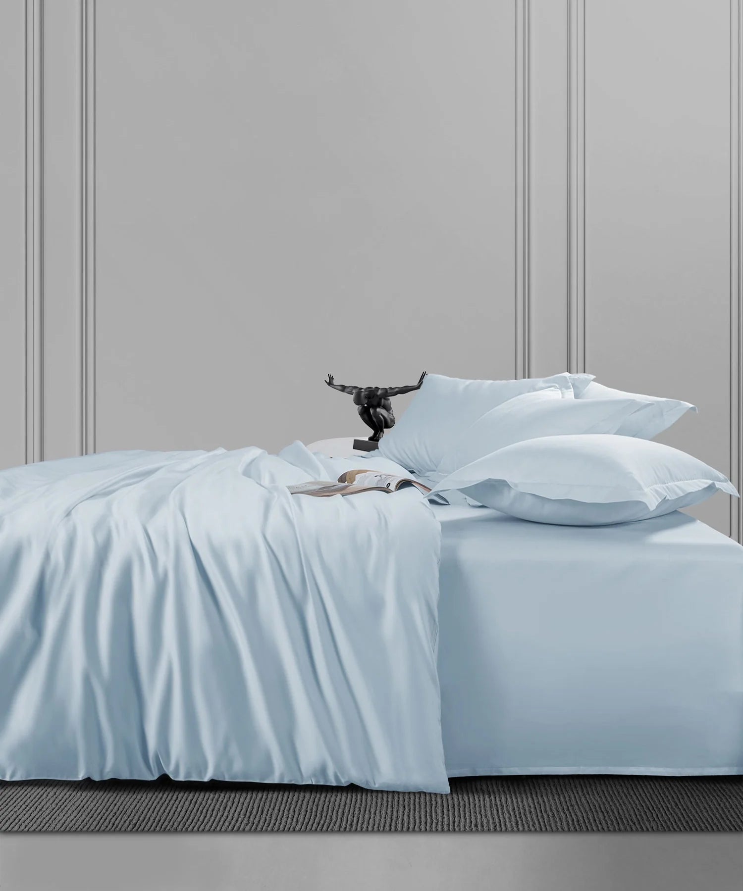 Nectarsoft King Solid Bedsheet Set, Light Blue| 600 TC Cotton| 4 Pillow Covers