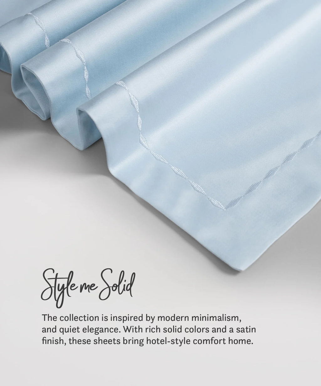 Nectarsoft King Solid Bedsheet Set, Light Blue| 600 TC Cotton| 4 Pillow Covers