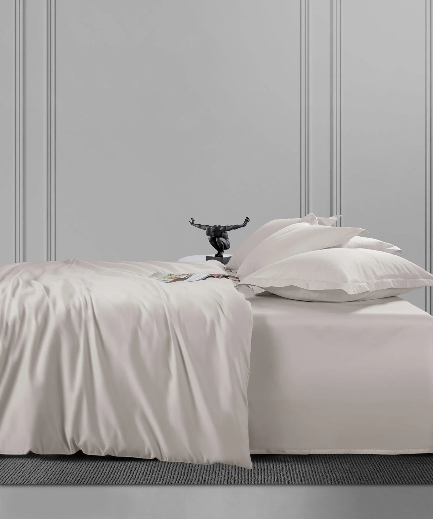 Nectarsoft King Solid Bedsheet Set, Ivory| 600 TC Cotton| 4 Pillow Covers
