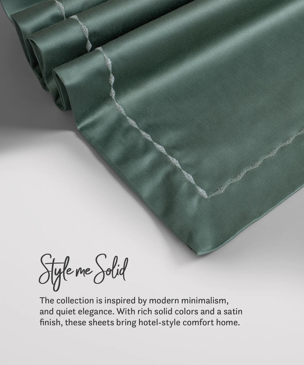 Nectarsoft King Solid Bedsheet Set, Green| 600 TC Cotton| 4 Pillow Covers