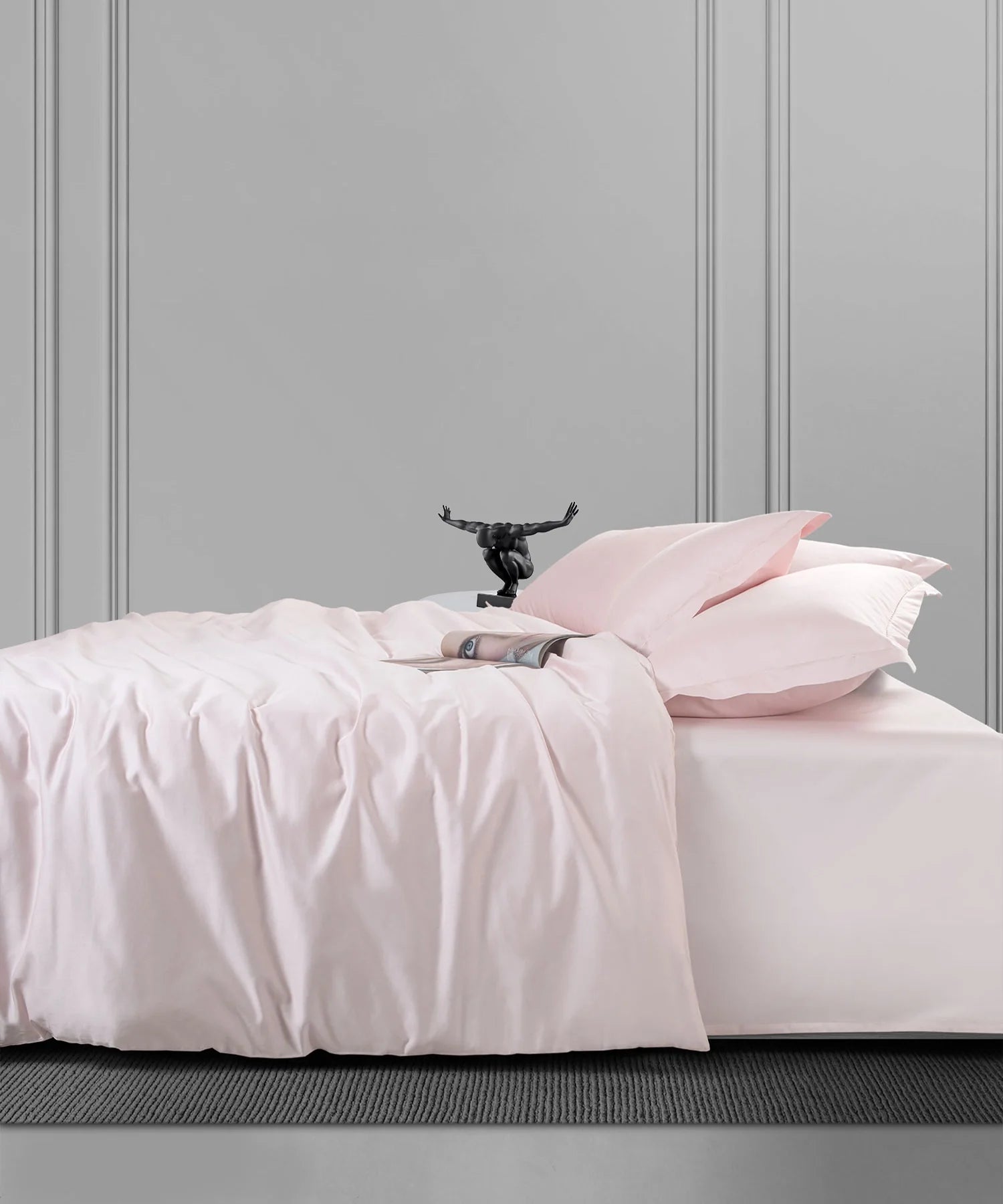 Nectarsoft King Solid Bedsheet Set, Pink| 600 TC Cotton| 4 Pillow Covers