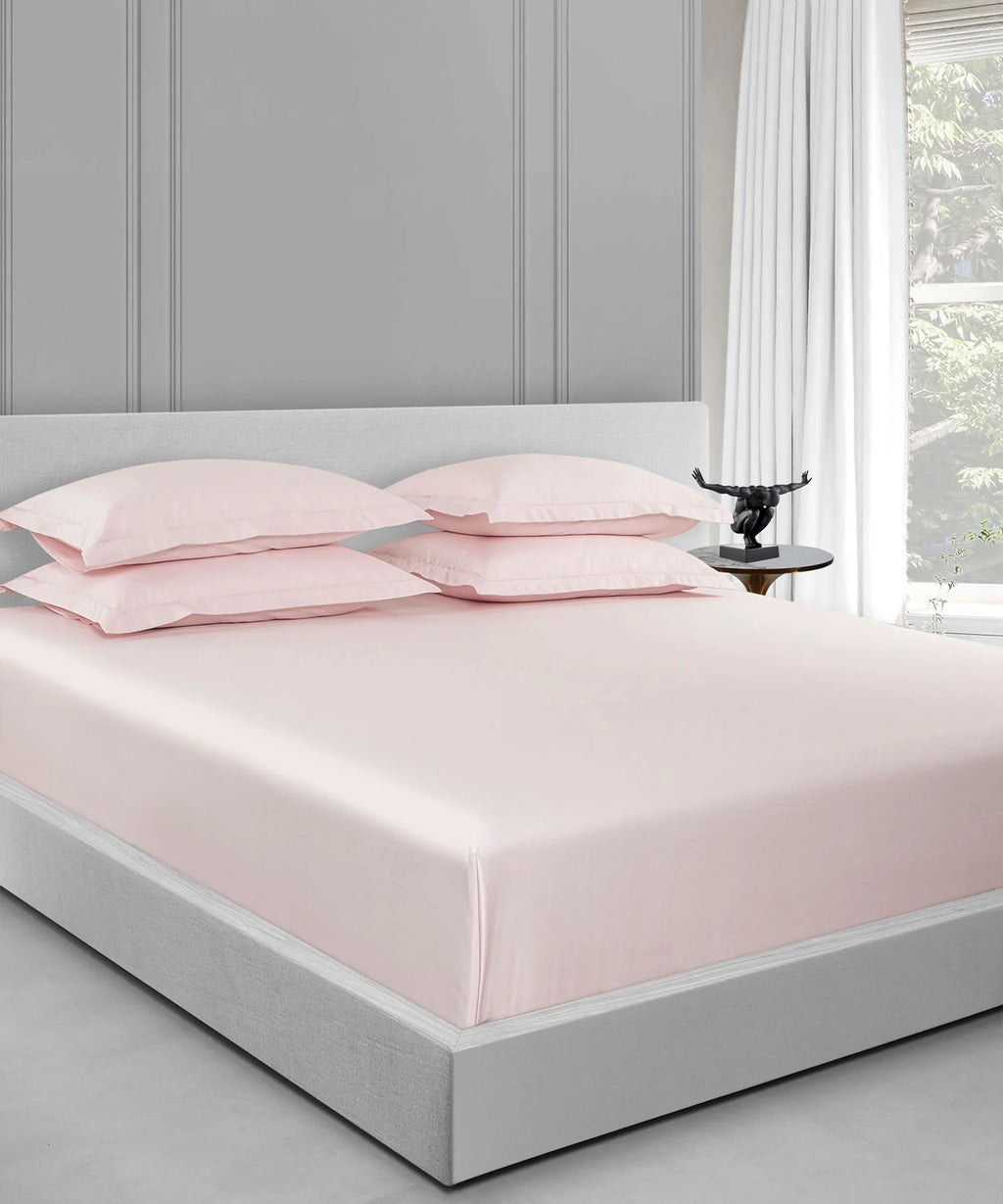 Nectarsoft King Solid Bedsheet Set, Pink| 600 TC Cotton| 4 Pillow Covers