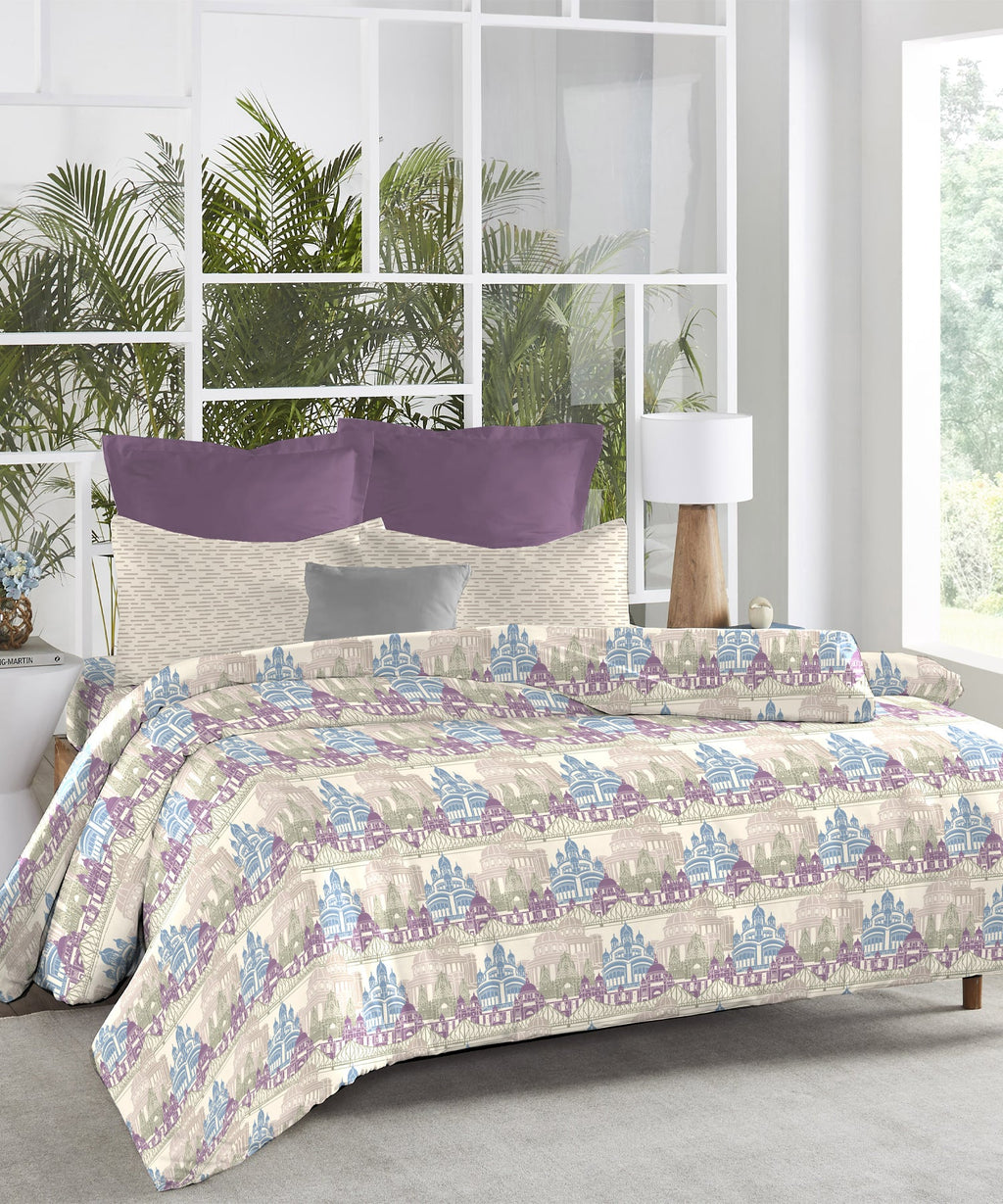 Atulaya Bharat King Bedsheet Set, Amar Shohar|144 TC Cotton|2 Pillow Covers