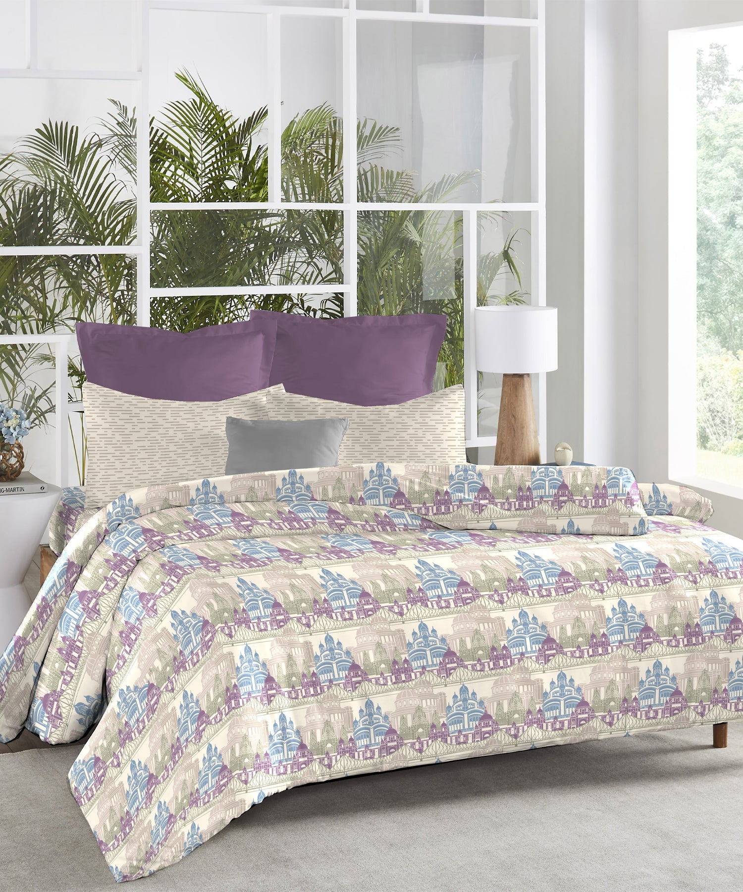 Atulaya Bharat King Bedsheet Set, Amar Shohar|144 TC Cotton|2 Pillow Covers