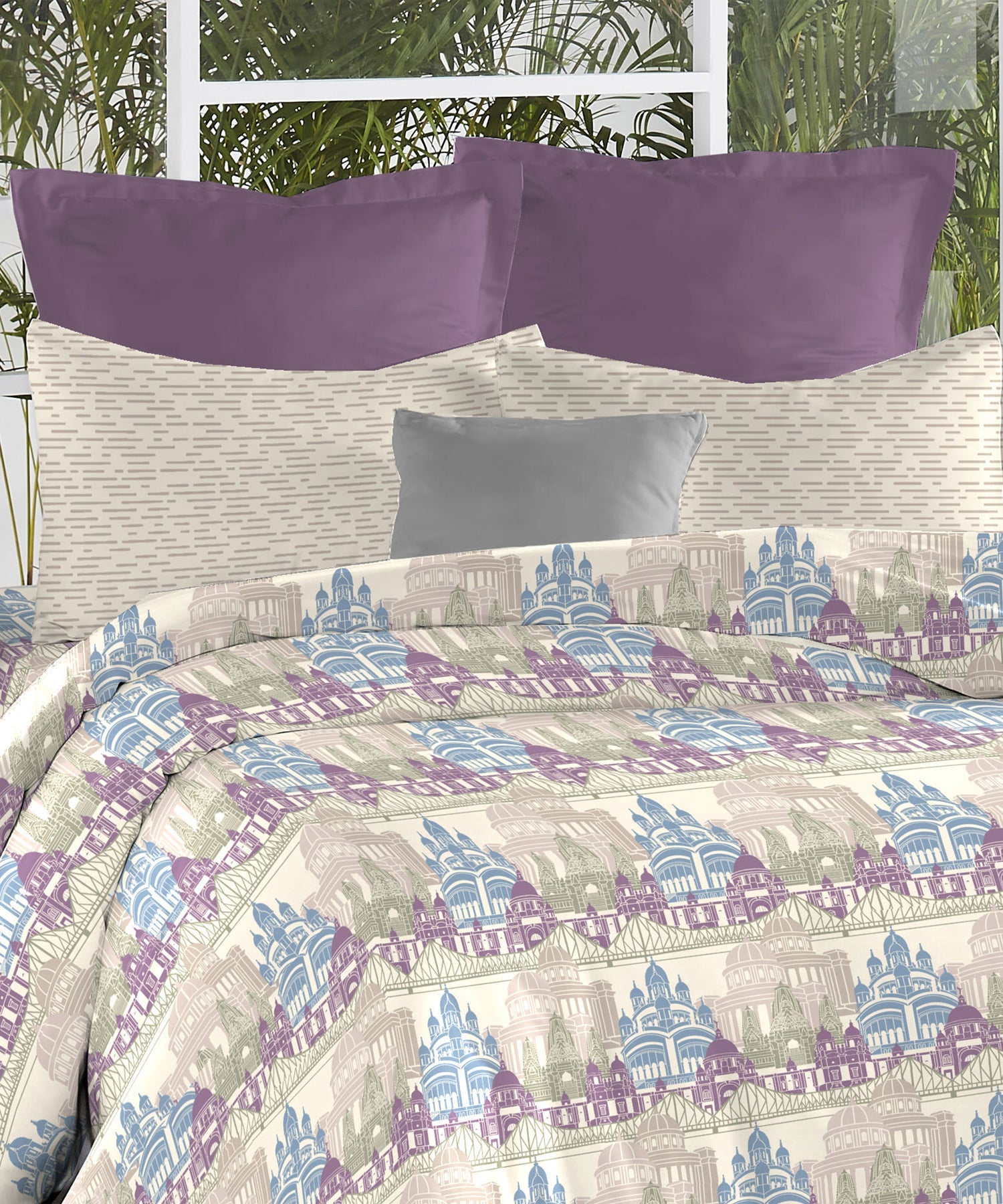 Atulaya Bharat King Bedsheet Set, Amar Shohar|144 TC Cotton|2 Pillow Covers