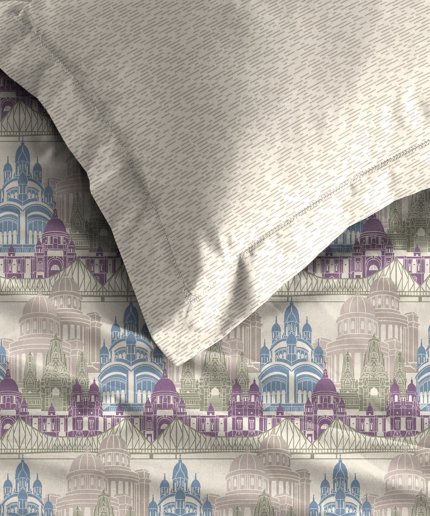 Atulaya Bharat King Bedsheet Set, Amar Shohar|144 TC Cotton|2 Pillow Covers