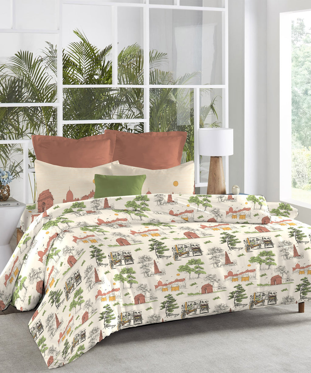 Atulaya Bharat King Bedsheet Set, Dilwalo Ki Dilli|144 TC Cotton|2 Pillow Covers