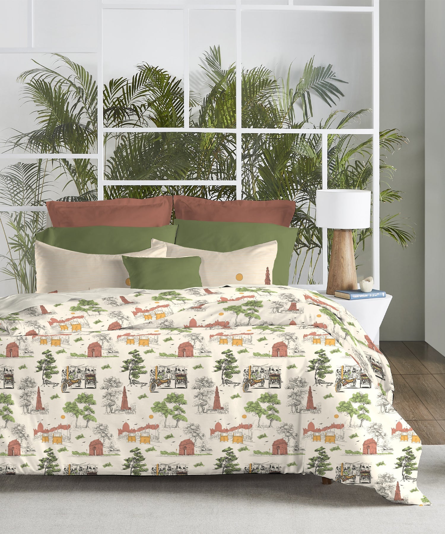 Atulaya Bharat King Bedsheet Set, Dilwalo Ki Dilli|144 TC Cotton|2 Pillow Covers