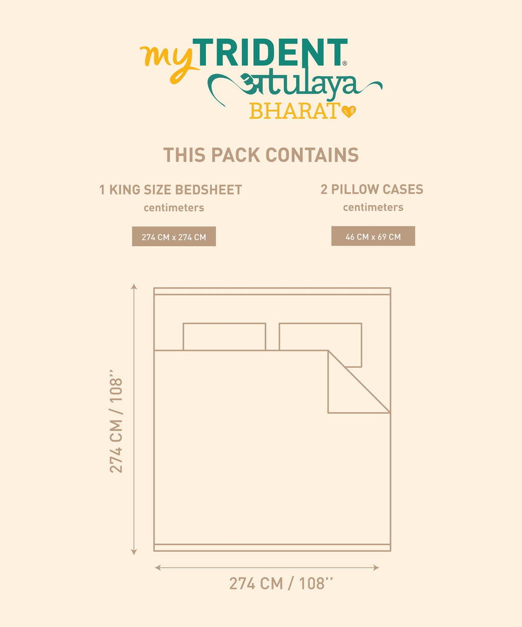 Atulaya Bharat King Bedsheet Set, Dilwalo Ki Dilli|144 TC Cotton|2 Pillow Covers