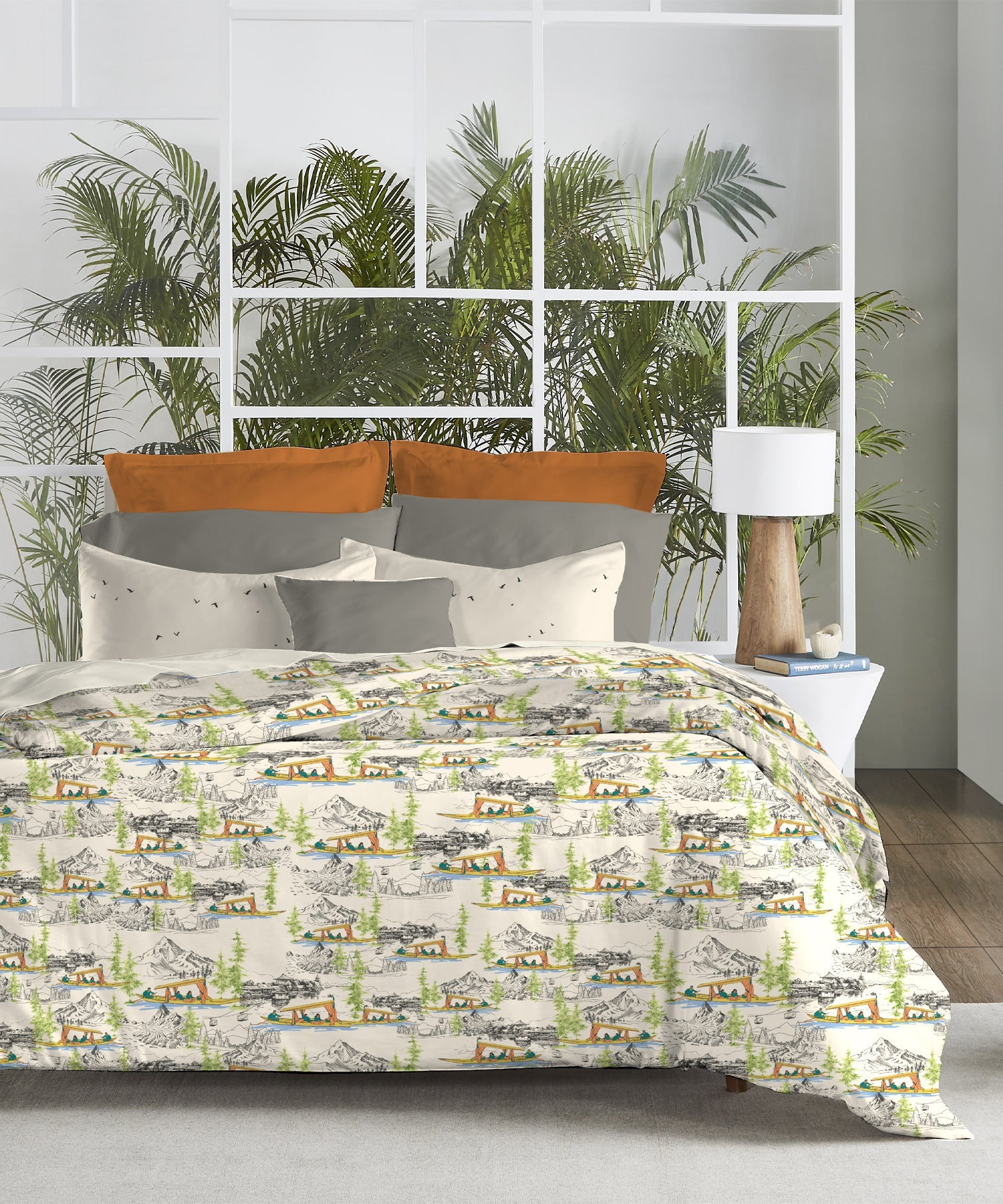 Atulaya Bharat King Bedsheet Set, Kashmir Ki Kali|144 TC Cotton|2 Pillow Covers