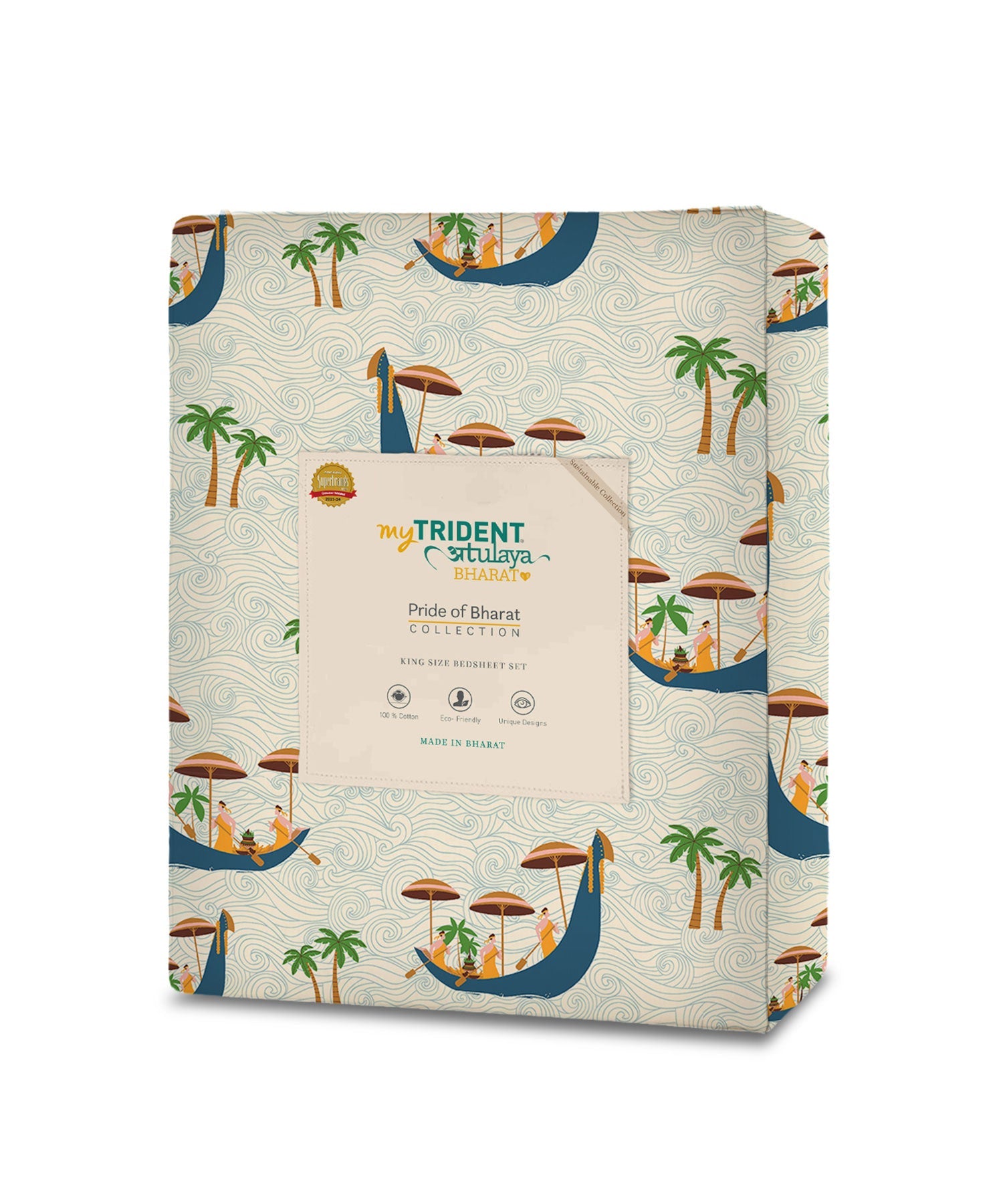 Atulaya Bharat King Bedsheet Set, Aranmula|144 TC Cotton|2 Pillow Covers