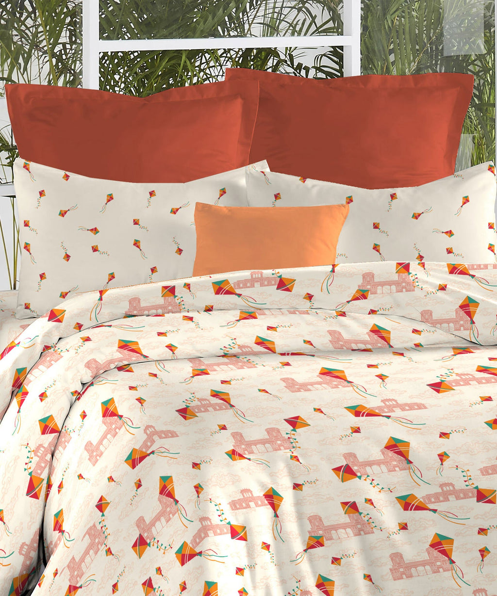 Atulaya Bharat King Bedsheet Set, Kai Po Che|144 TC Cotton|2 Pillow Covers
