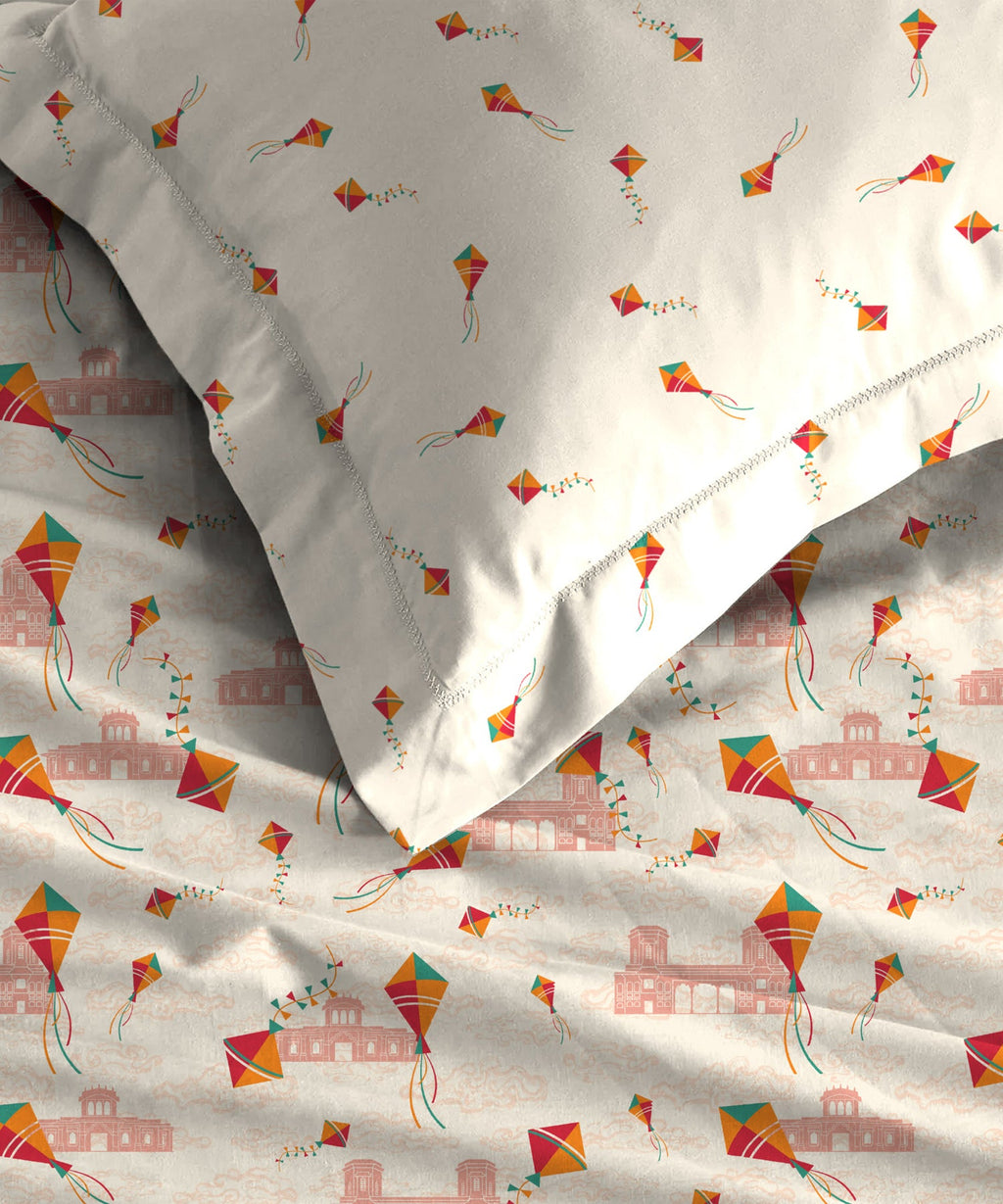 Atulaya Bharat King Bedsheet Set, Kai Po Che|144 TC Cotton|2 Pillow Covers