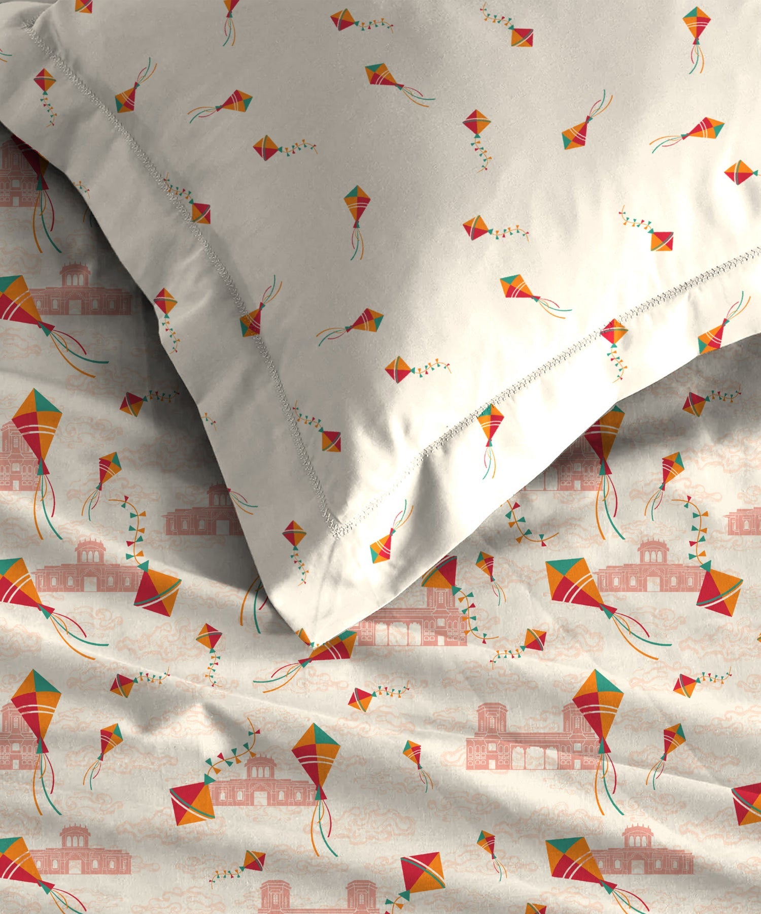 Atulaya Bharat King Bedsheet Set, Kai Po Che|144 TC Cotton|2 Pillow Covers