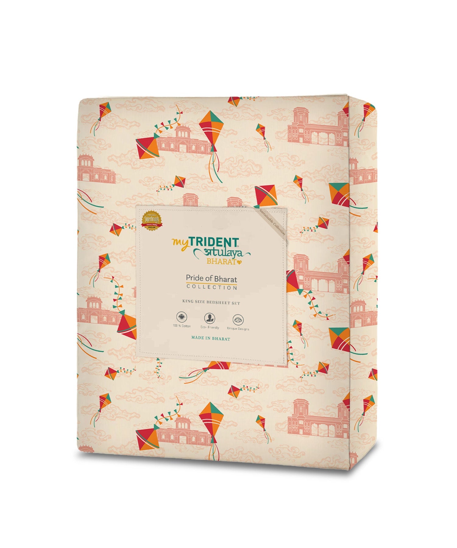 Atulaya Bharat King Bedsheet Set, Kai Po Che|144 TC Cotton|2 Pillow Covers
