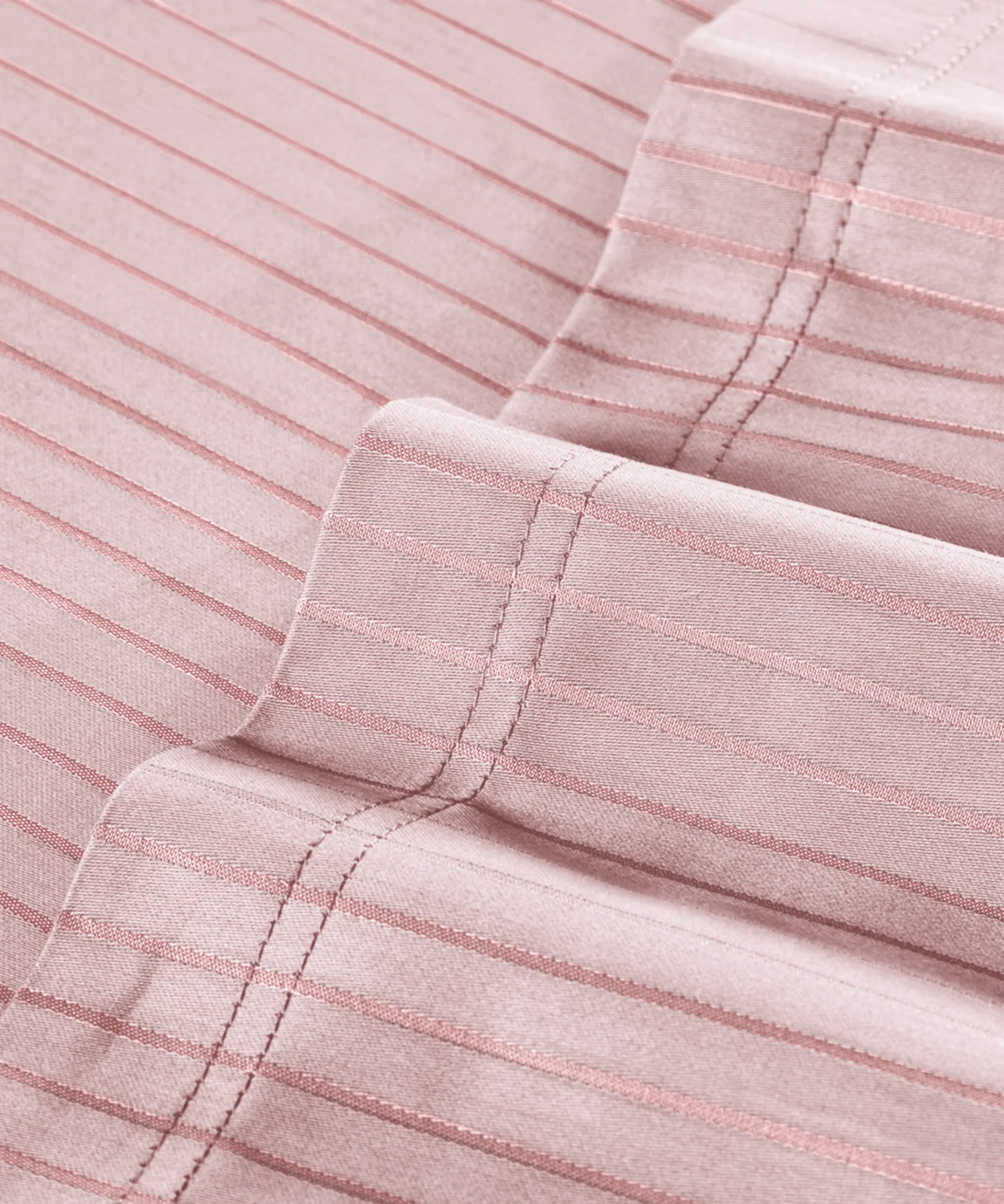 Classic Stripe Solid King Bedsheet Set, Pale Mauve|210 TC Cotton| 2 Pillow Covers