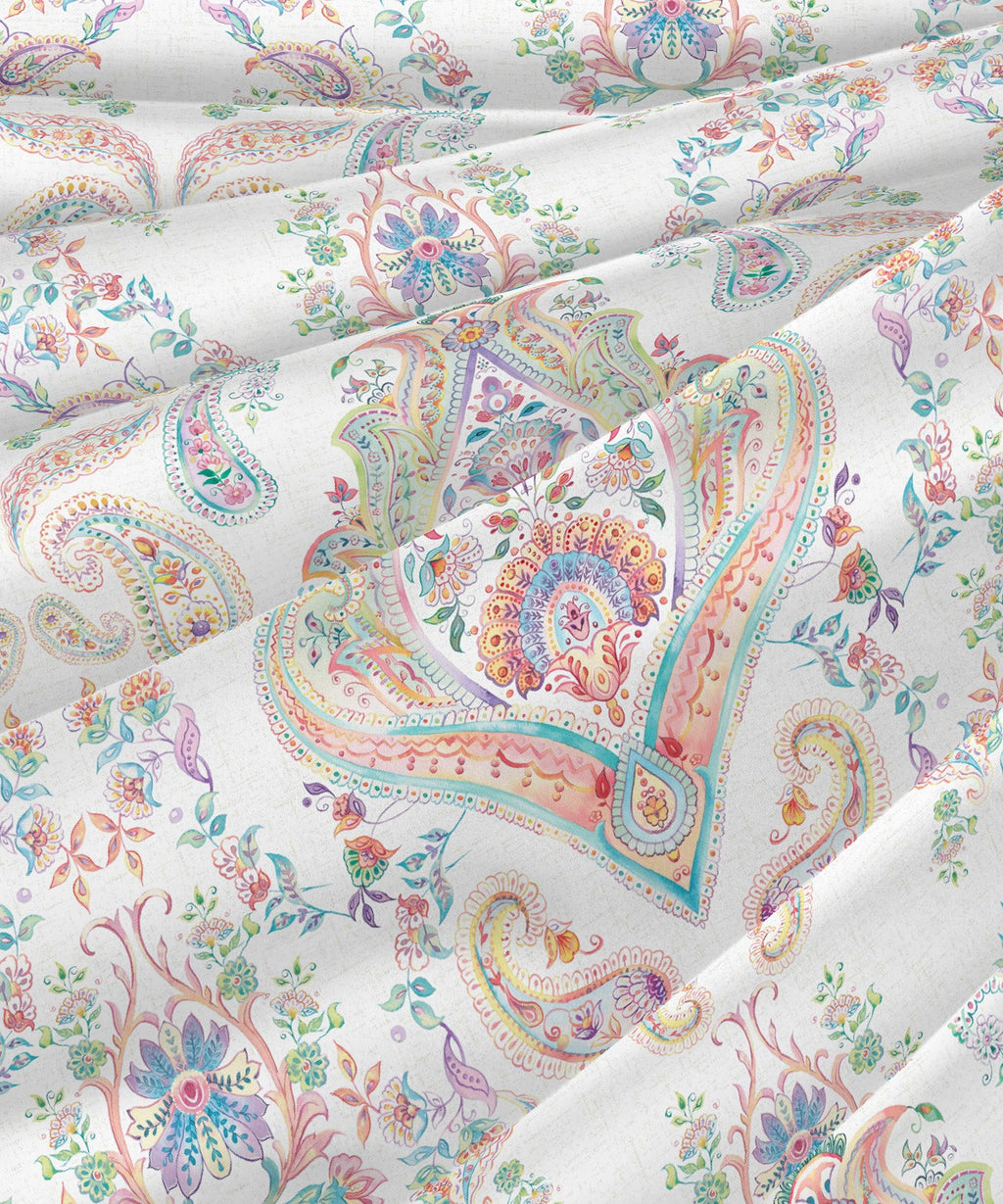 Indulgence Painterly Pattern King Bedsheet Set, Ruth|300TC Cotton| 4 Pillow Covers