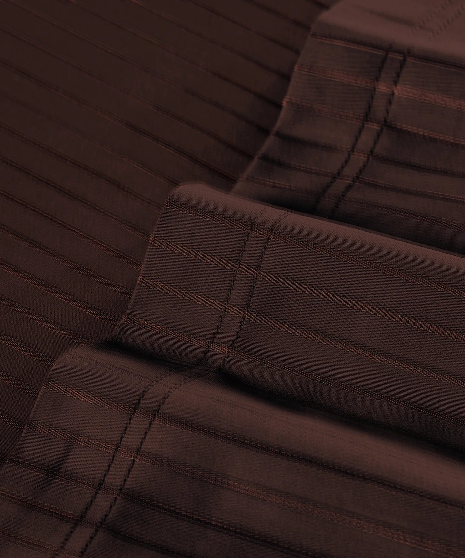 Classic Stripe Solid Dyed Single Bedsheet Set, Brown Syrup|210 TC Cotton|1 Pillow Cover