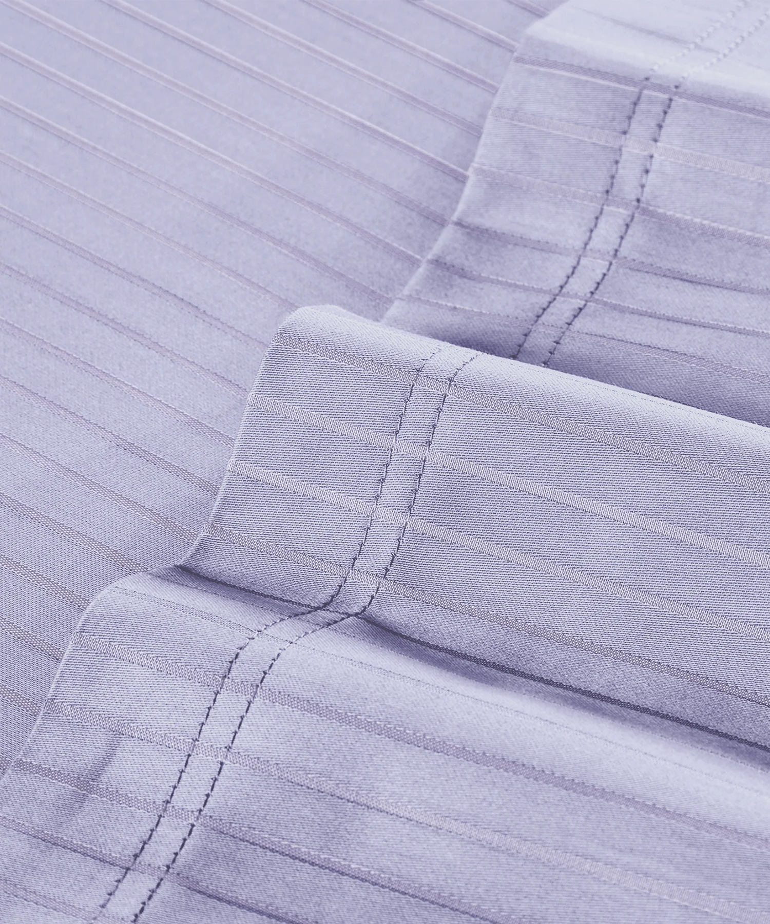 Classic Stripe Solid Dyed Single Bedsheet Set, Amethyst|210 TC Cotton|1 Pillow Cover