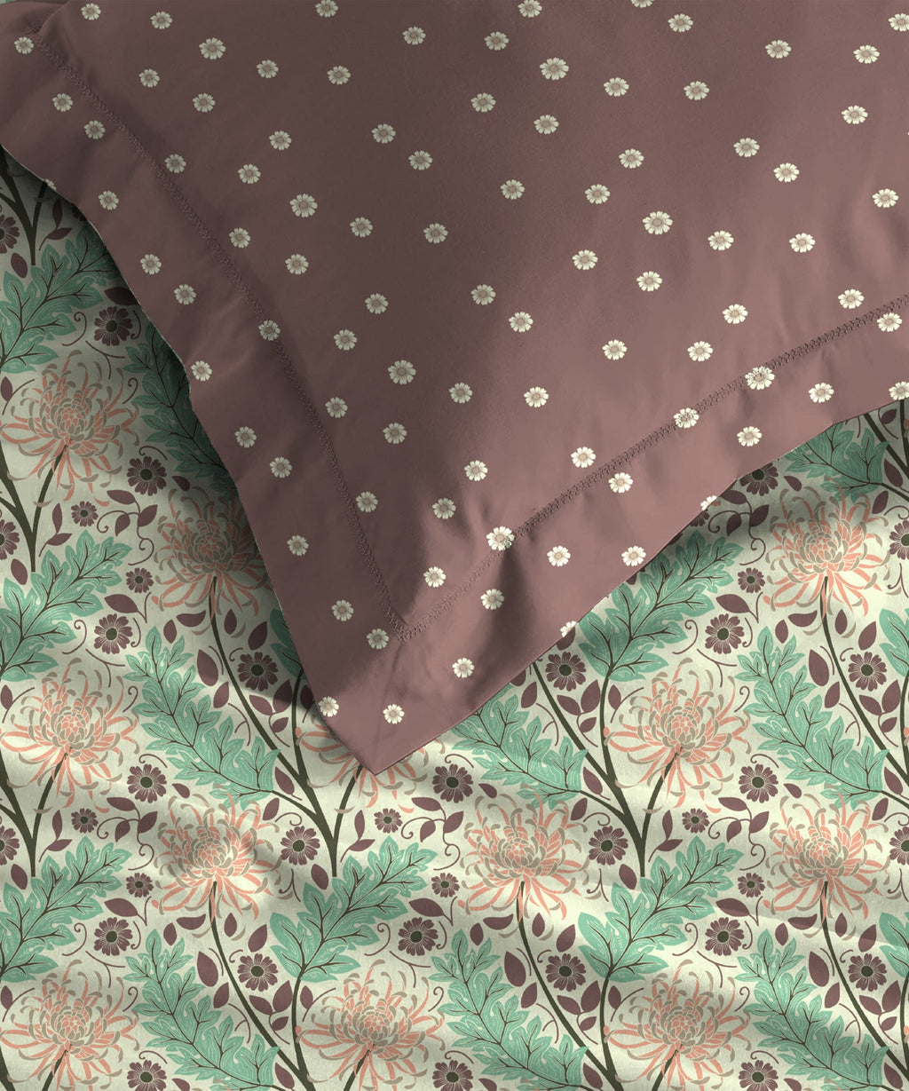 Comfort Living Queen Bedsheet Set, Serene Brown| 120 TC Cotton|2 Pillow Cover