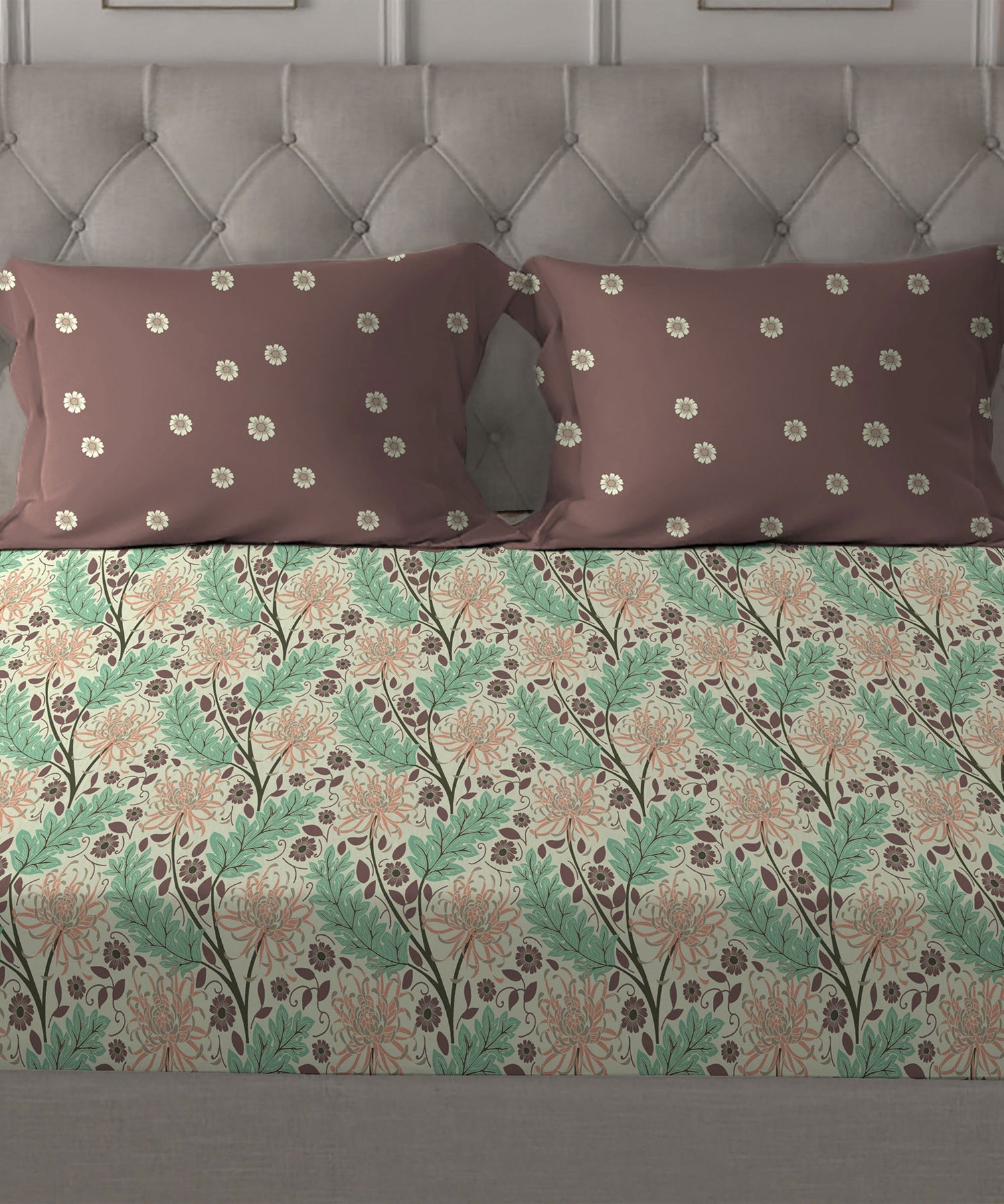 Comfort Living Queen Bedsheet Set, Serene Brown| 120 TC Cotton|2 Pillow Cover