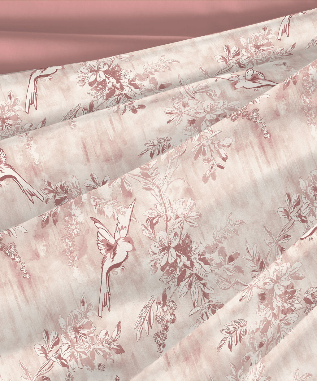 Nectarsoft King Bedsheet Set, Willow Mauve|400 TC Cotton| 4 Pillow Cover