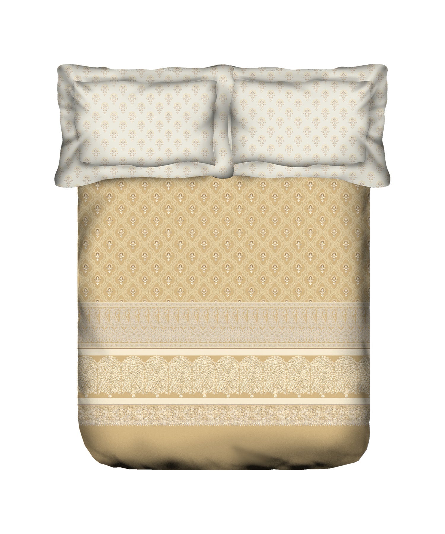Sanskriti Banarasi Brown King Bedsheet With 2 Pillow Cover, 144Tc, 100% Cotton, Floral, Brown
