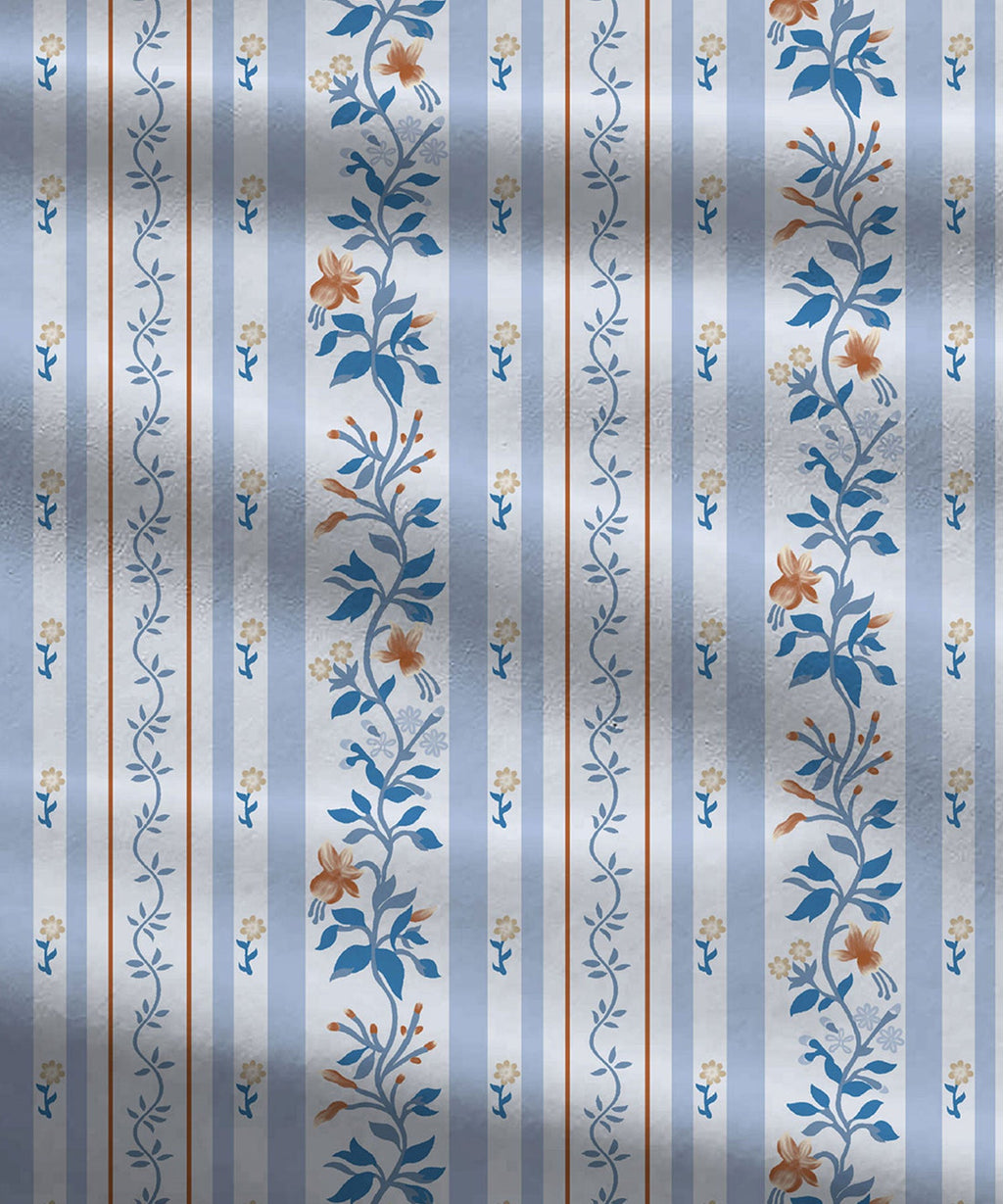 Celebration Queen Bedsheet Set, English Garden Blue|144 TC Cotton|2 Pillow Covers